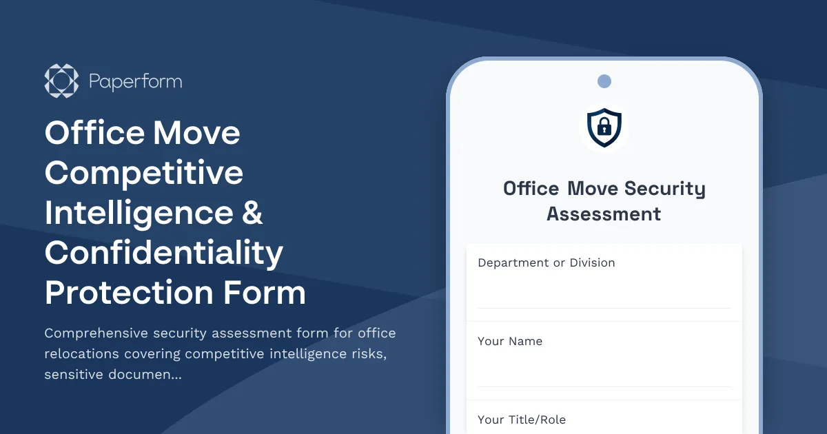 Office Move Competitive Intelligence & Confidentiality Protection Form