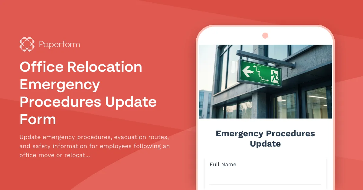 Office Relocation Emergency Procedures Update Form