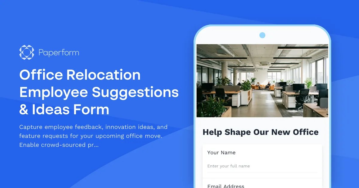 Office Relocation Employee Suggestions & Ideas Form
