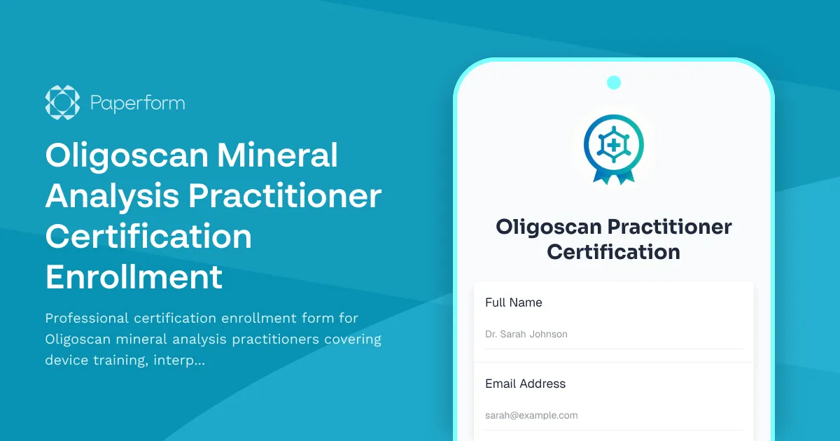 Oligoscan Mineral Analysis Practitioner Certification Enrollment