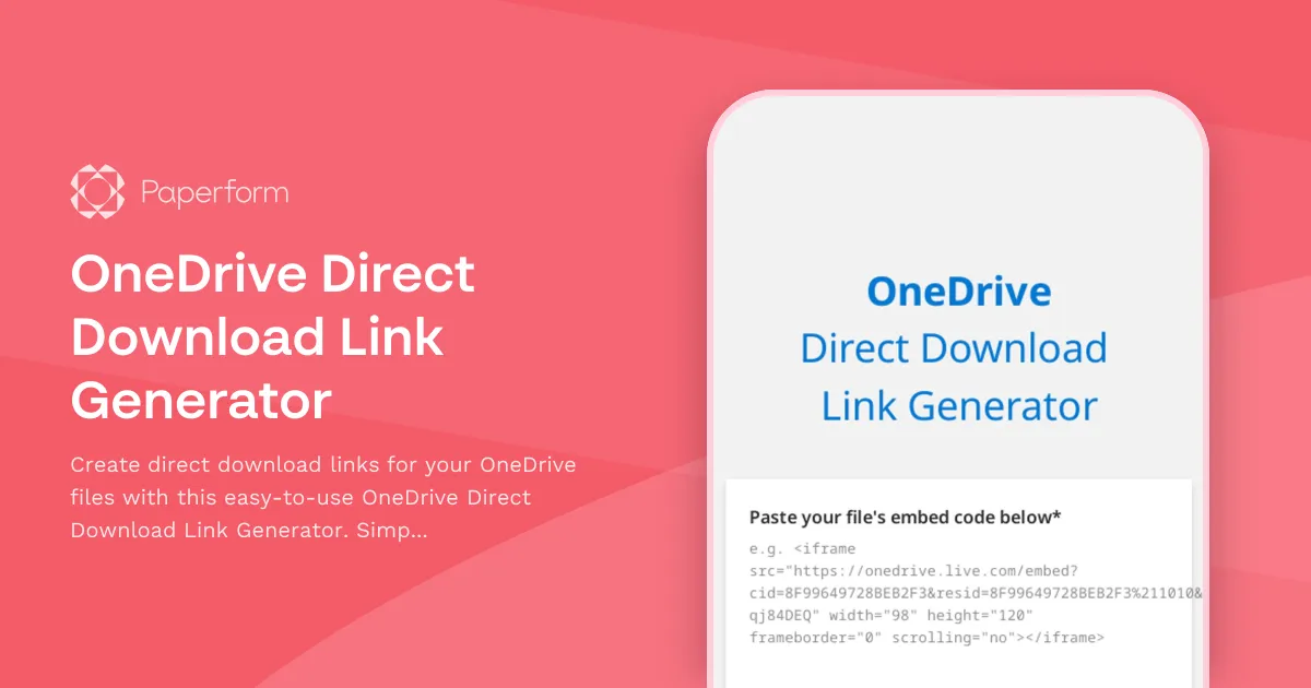 OneDrive Direct Download Link Generator