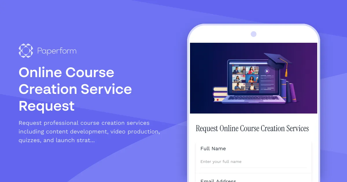 Online Course Creation Service Request