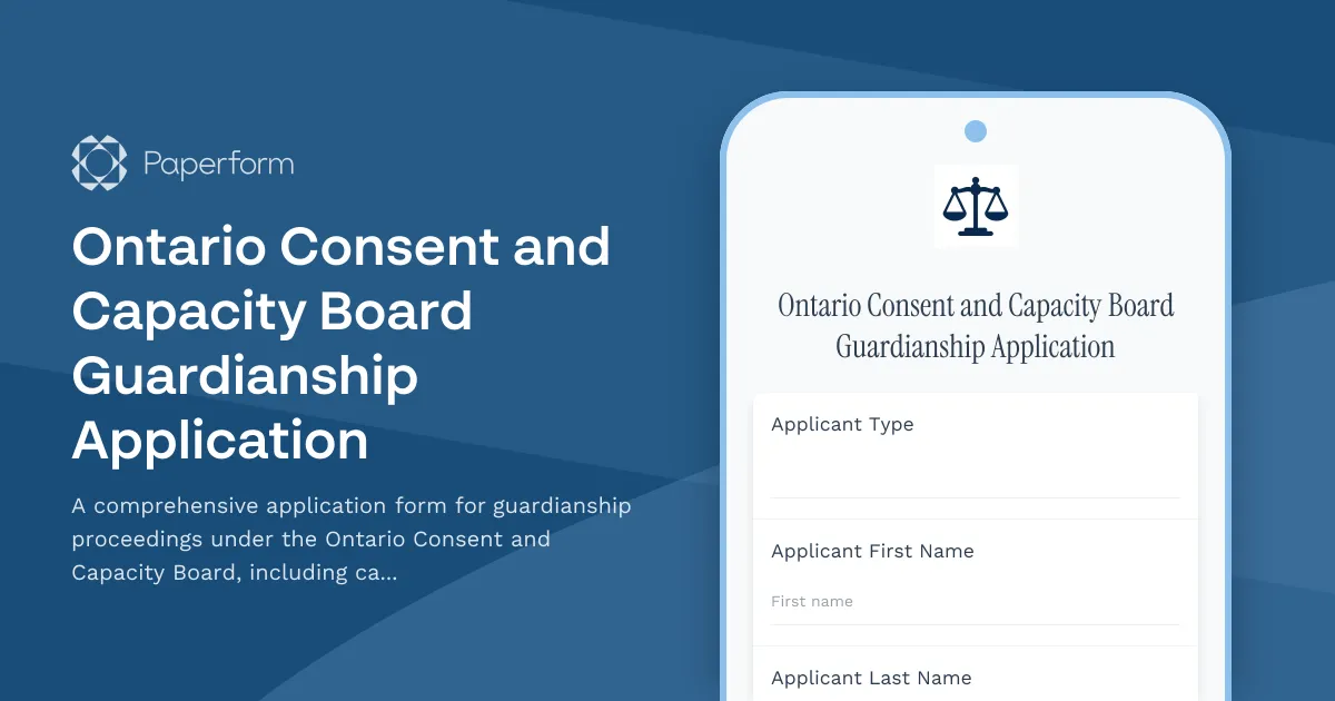 Ontario Consent and Capacity Board Guardianship Application