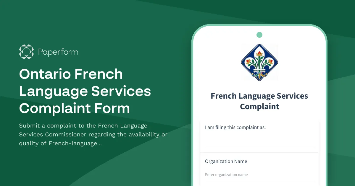 Ontario French Language Services Complaint Form