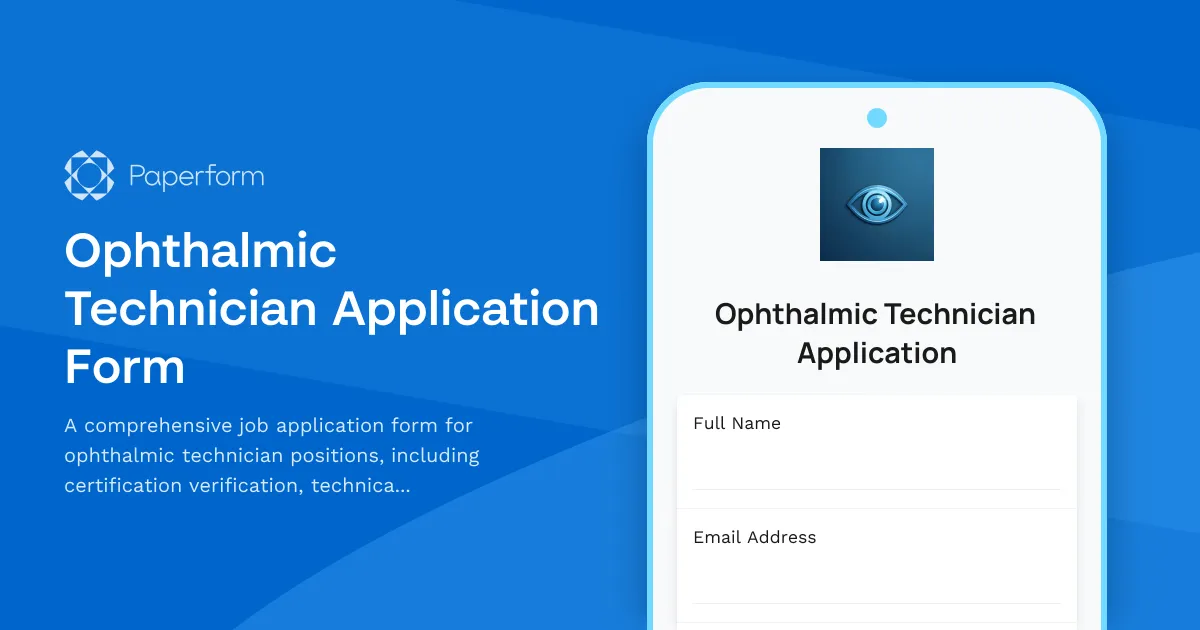 Ophthalmic Technician Application Form