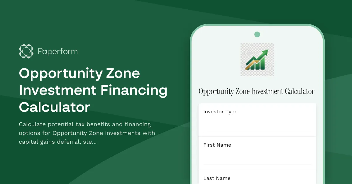 Opportunity Zone Investment Financing Calculator