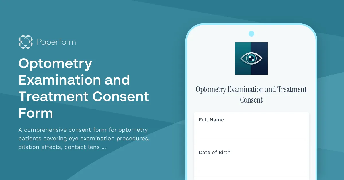 Optometry Examination and Treatment Consent Form