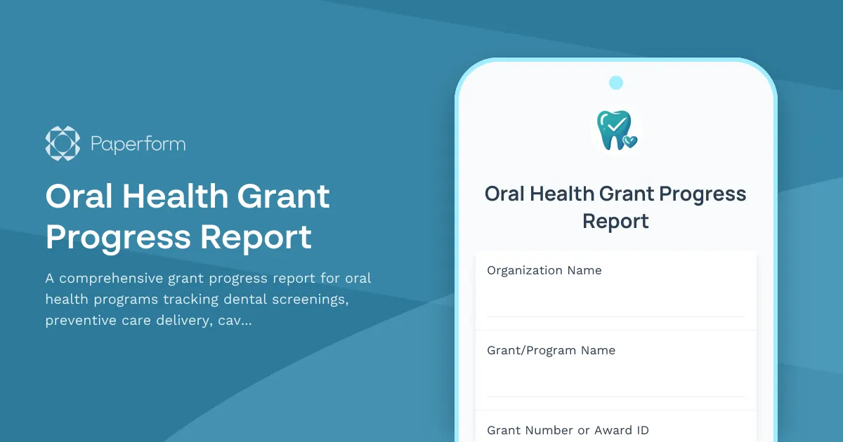 Oral Health Grant Progress Report