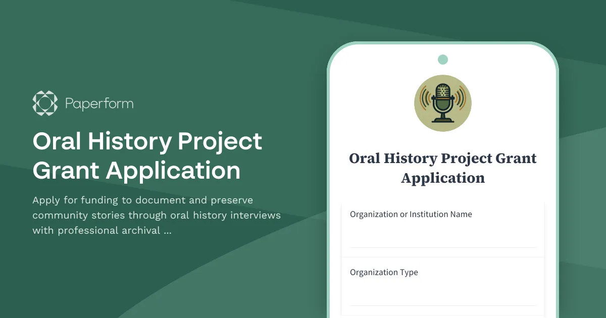 Oral History Project Grant Application