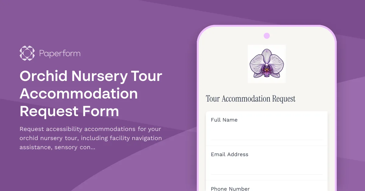 Orchid Nursery Tour Accommodation Request Form