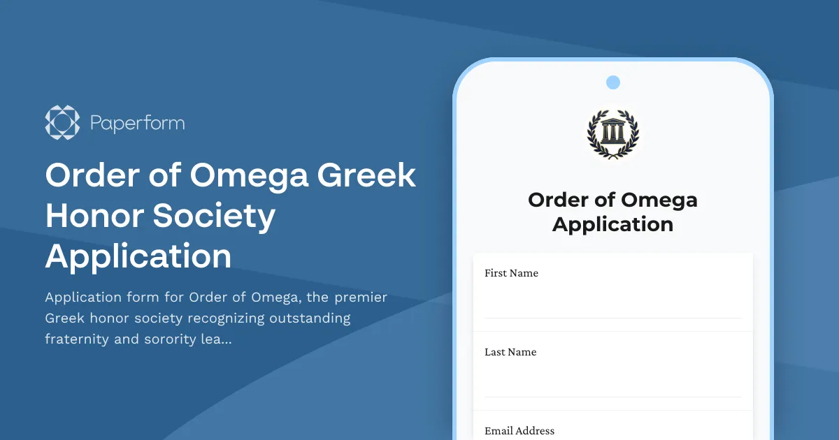Order of Omega Greek Honor Society Application