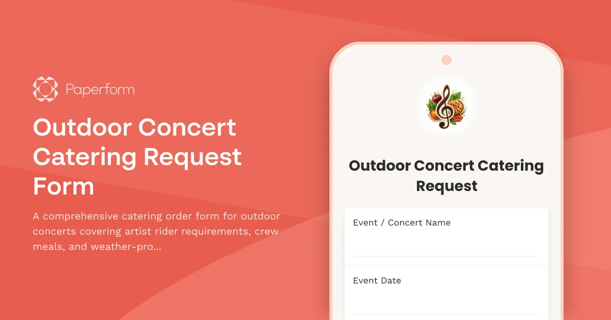 Outdoor Concert Catering Request Form