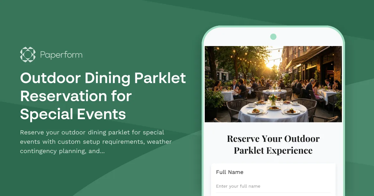 Outdoor Dining Parklet Reservation for Special Events