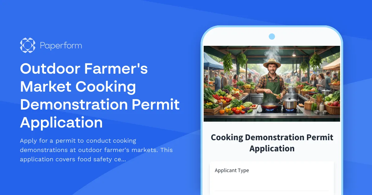 Outdoor Farmer's Market Cooking Demonstration Permit Application