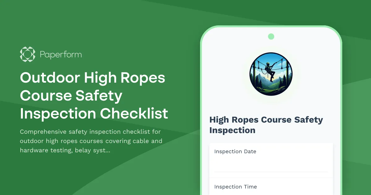 Outdoor High Ropes Course Safety Inspection Checklist