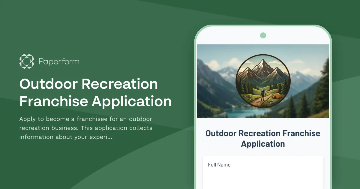 Outdoor Recreation Franchise Application