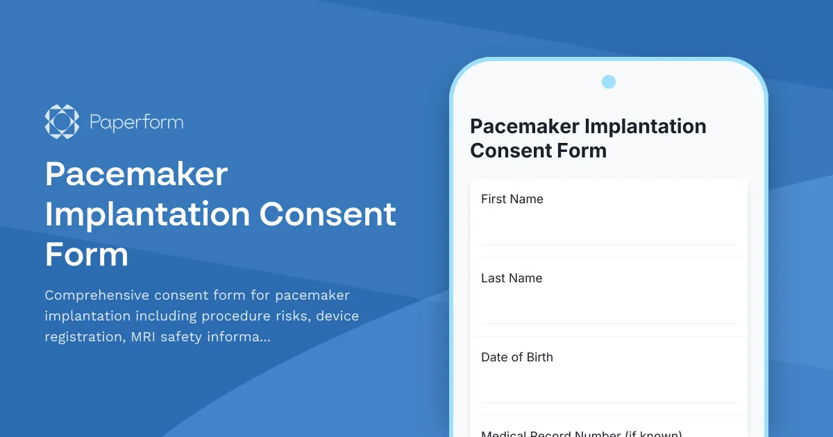 Pacemaker Implantation Consent Form
