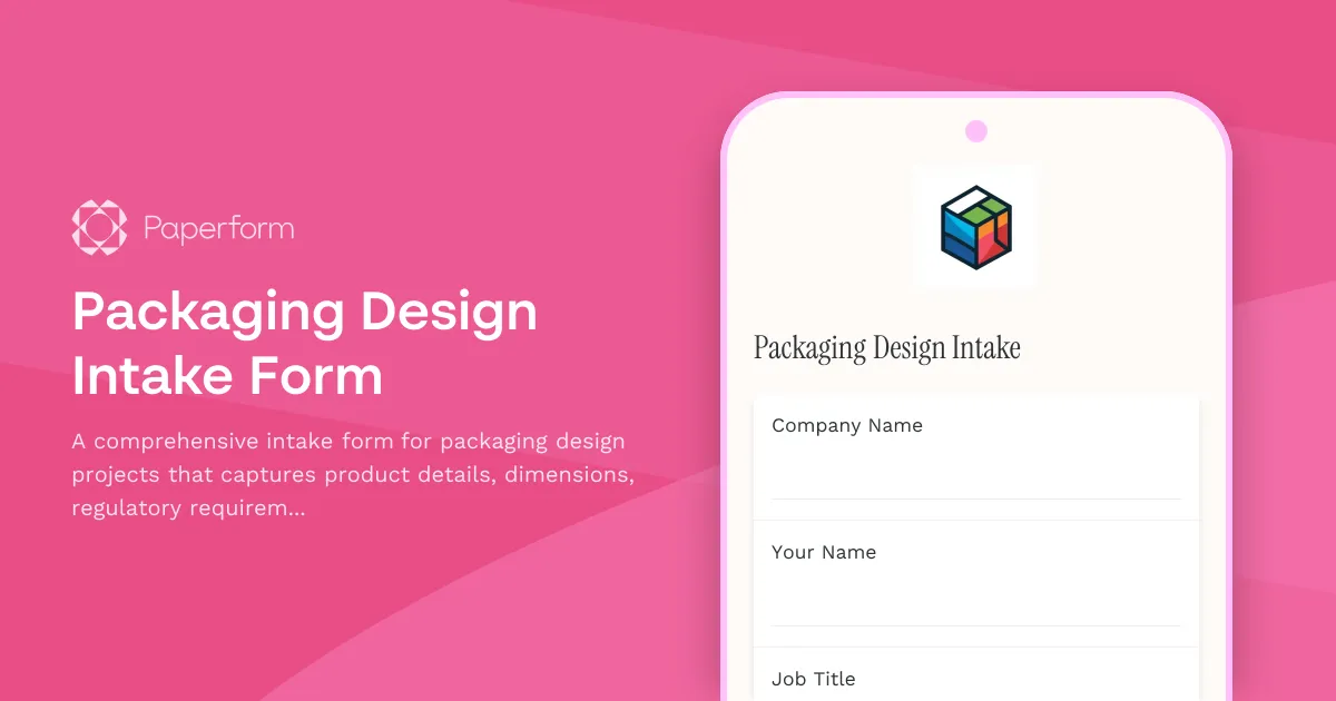 Packaging Design Intake Form