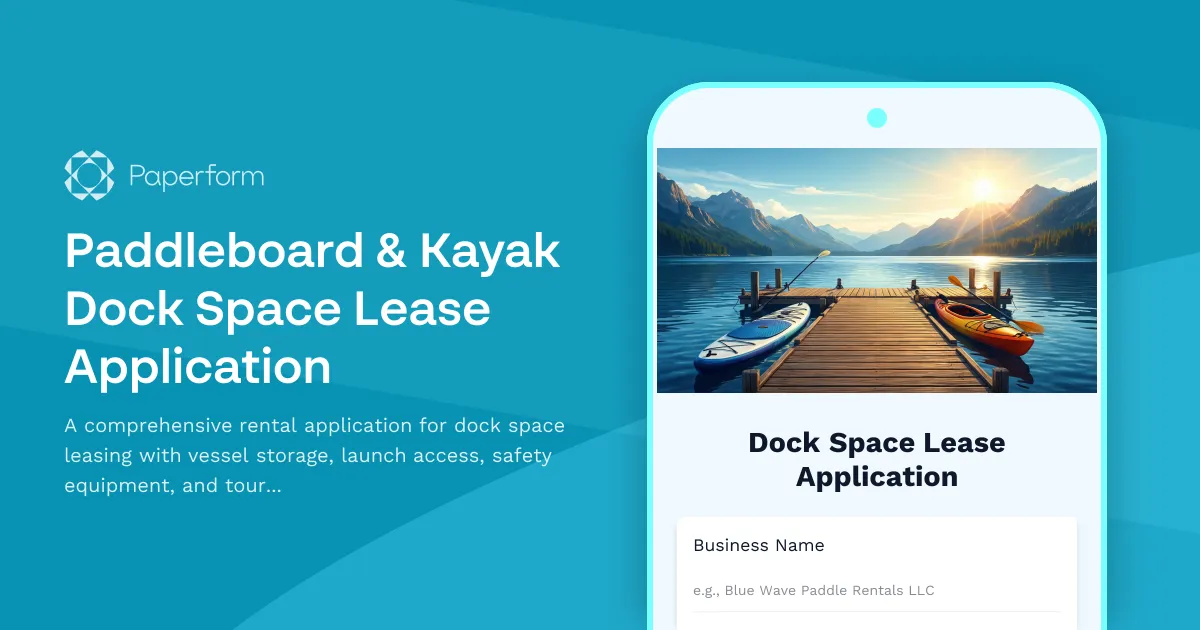 Paddleboard & Kayak Dock Space Lease Application