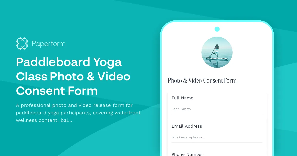 Paddleboard Yoga Class Photo & Video Consent Form
