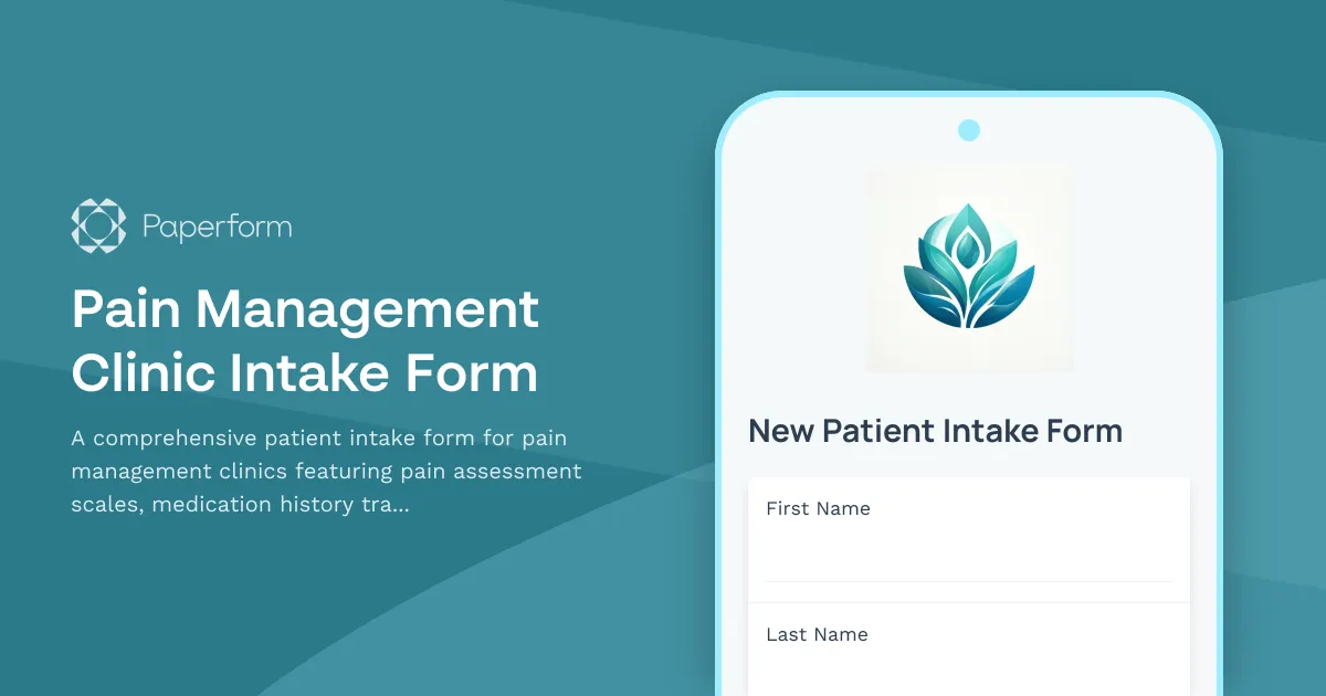 Pain Management Clinic Intake Form