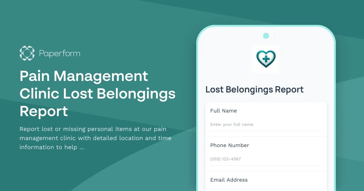 Pain Management Clinic Lost Belongings Report