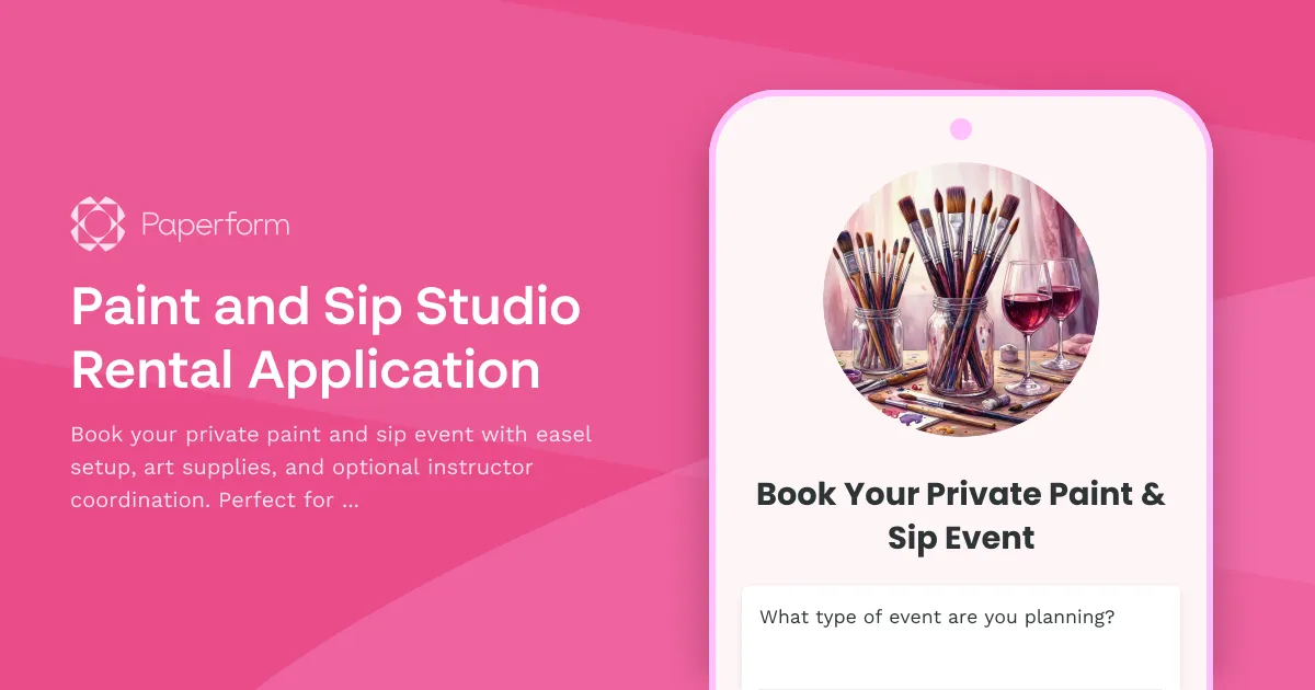 Paint and Sip Studio Rental Application