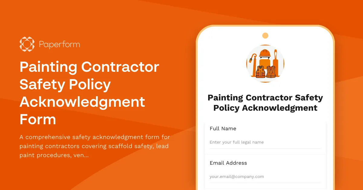 Painting Contractor Safety Policy Acknowledgment Form