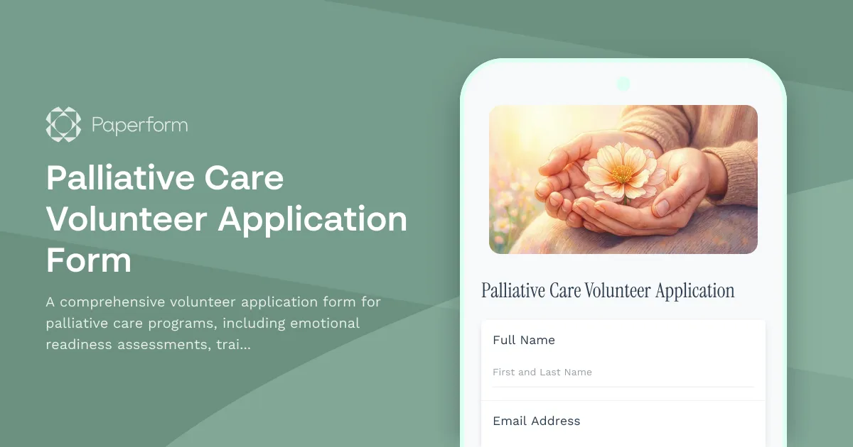 Palliative Care Volunteer Application Form