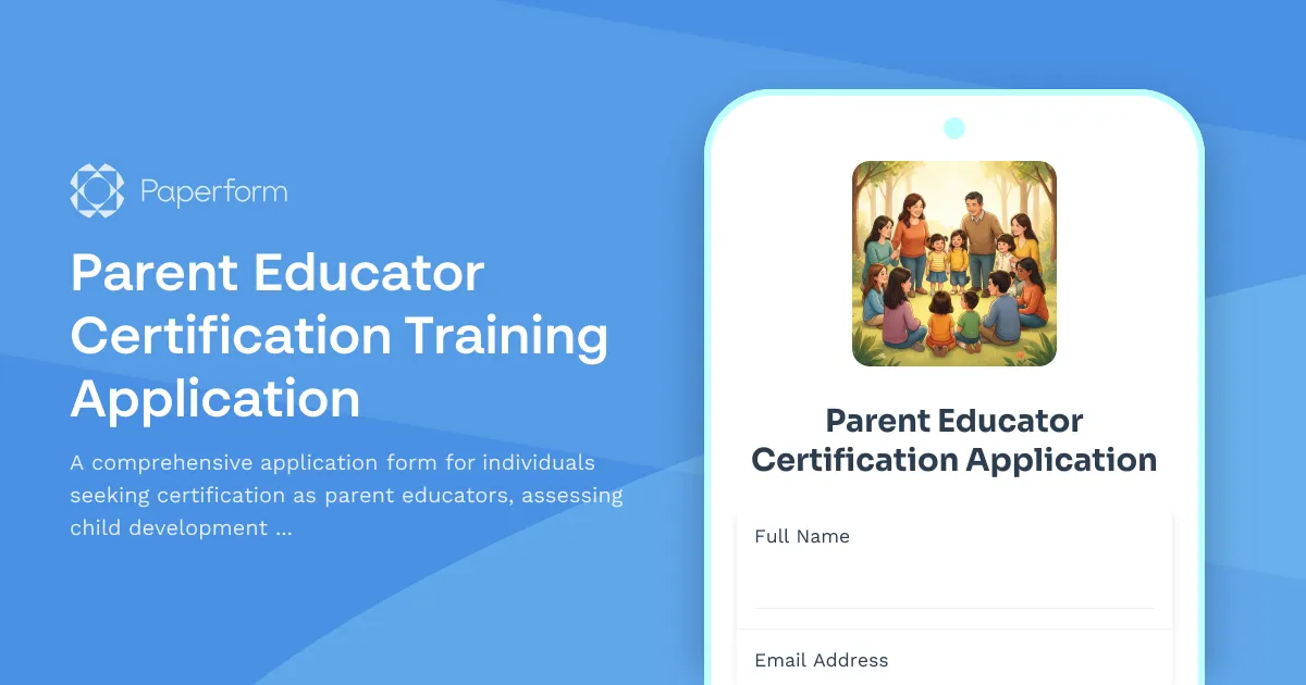 Parent Educator Certification Training Application