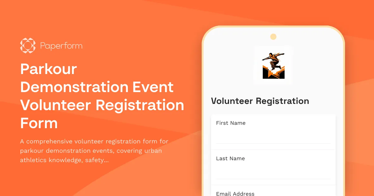 Parkour Demonstration Event Volunteer Registration Form