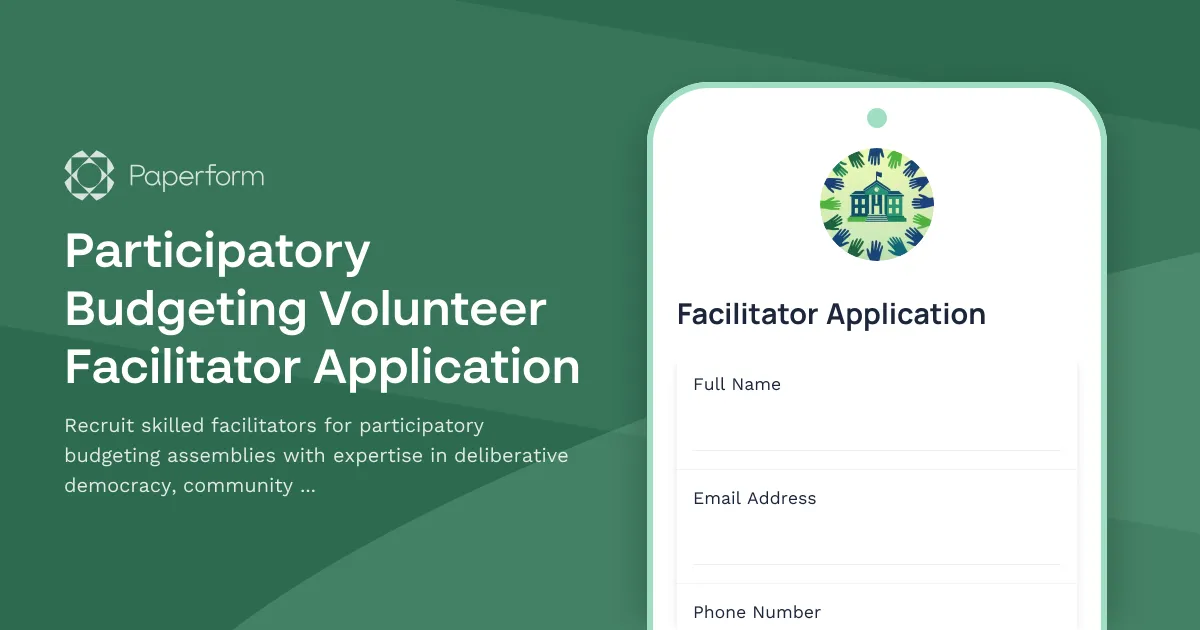 Participatory Budgeting Volunteer Facilitator Application