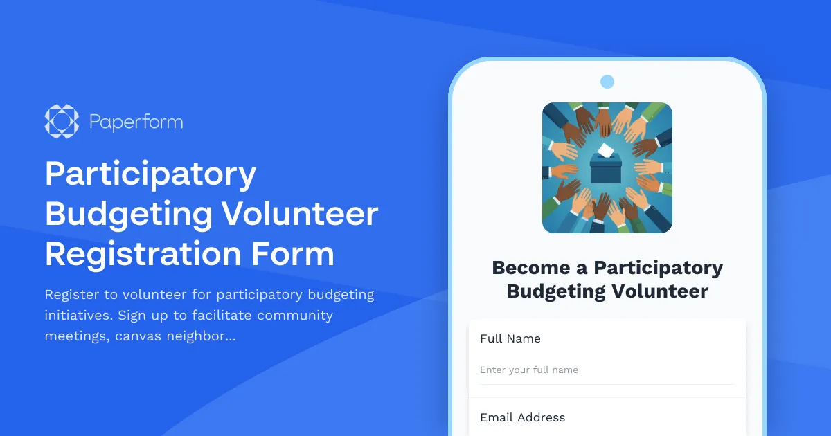 Participatory Budgeting Volunteer Registration Form