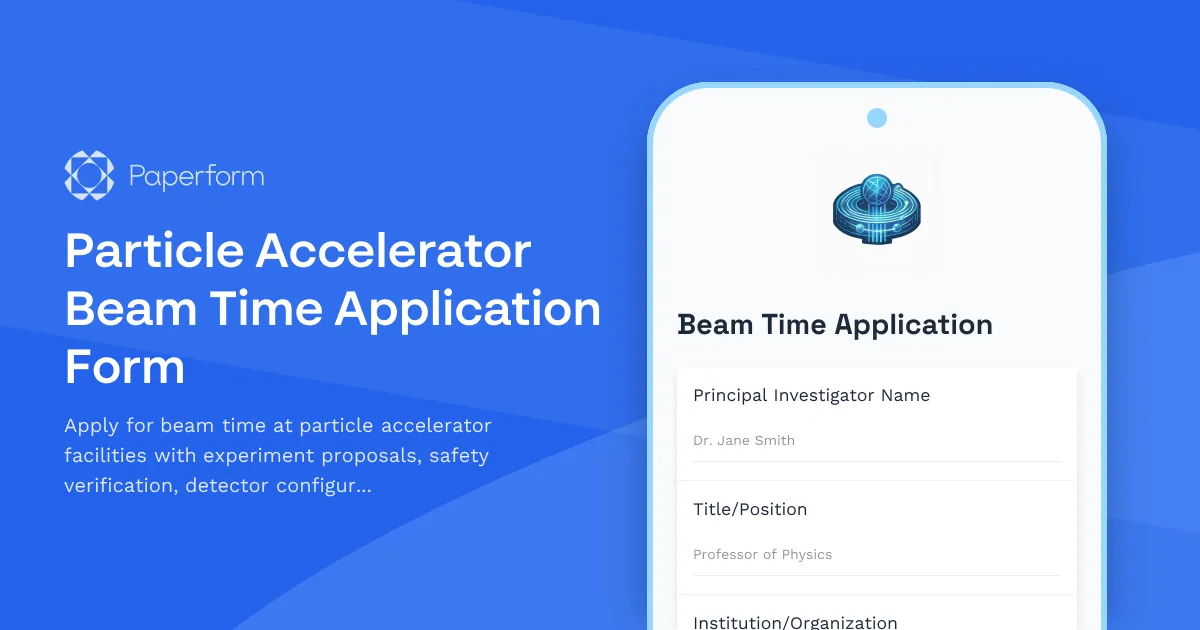 Particle Accelerator Beam Time Application Form