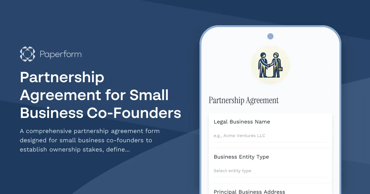 Partnership Agreement for Small Business Co-Founders