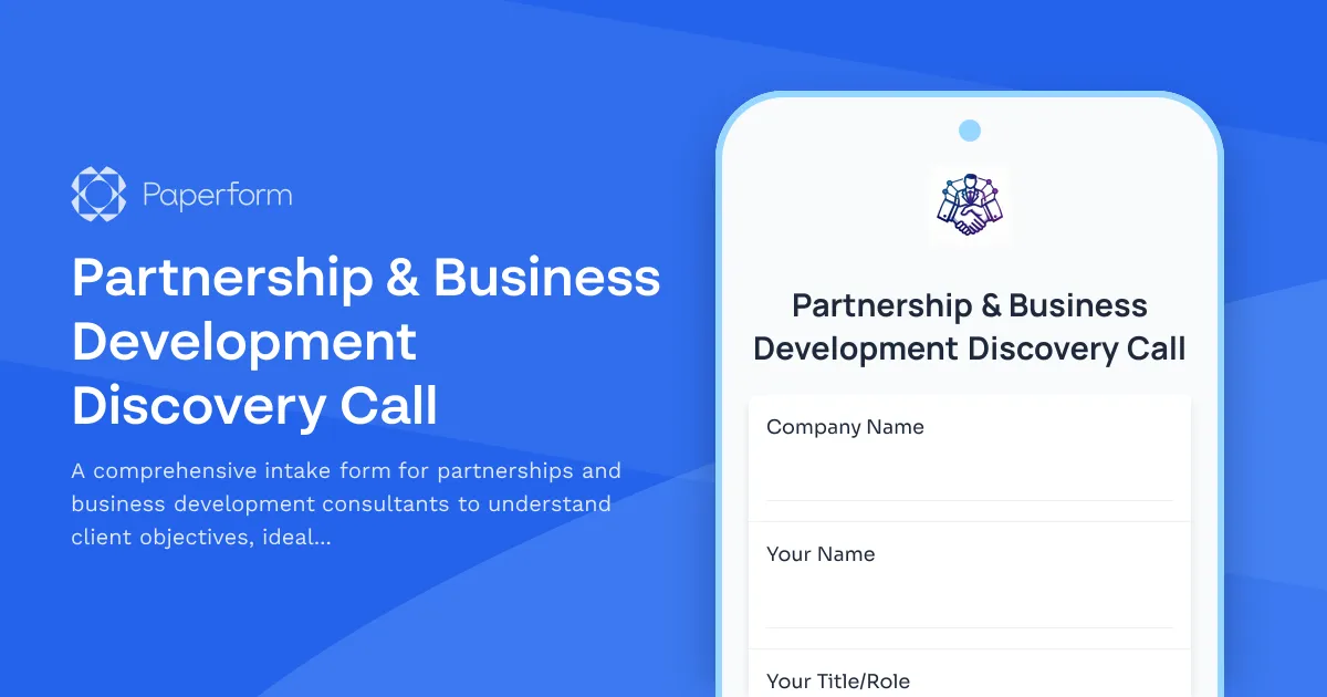 Partnership & Business Development Discovery Call