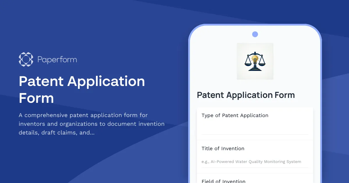 Patent Application Form