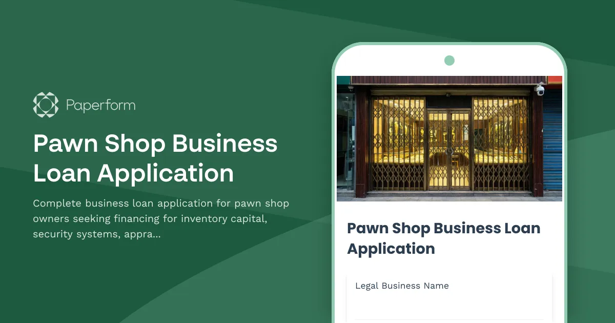 Pawn Shop Business Loan Application