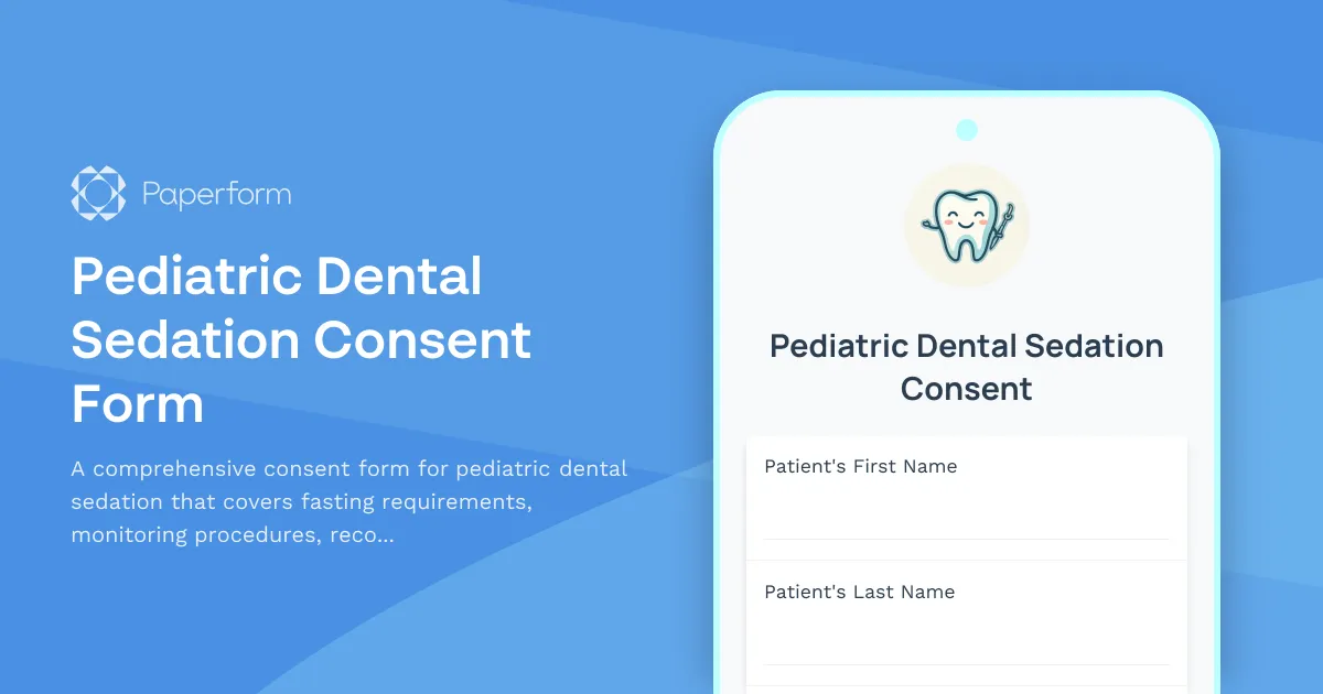 Pediatric Dental Sedation Consent Form