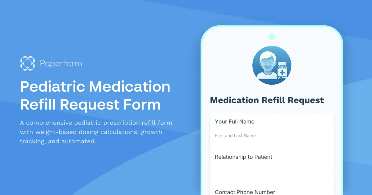 Pediatric Medication Refill Request Form