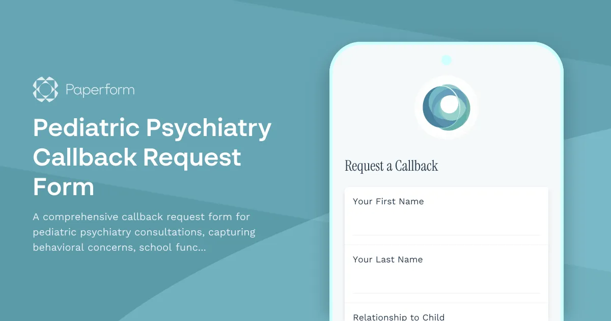 Pediatric Psychiatry Callback Request Form