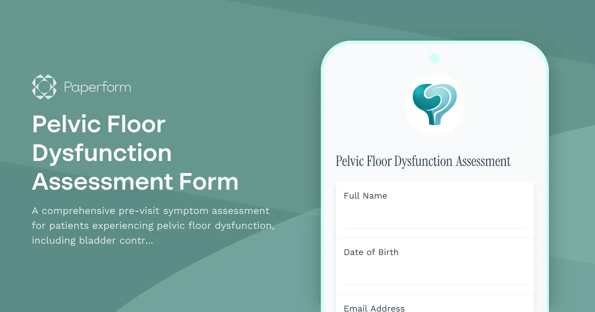 Pelvic Floor Dysfunction Assessment Form