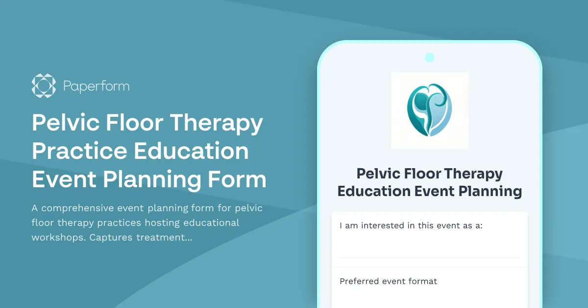 Pelvic Floor Therapy Practice Education Event Planning Form