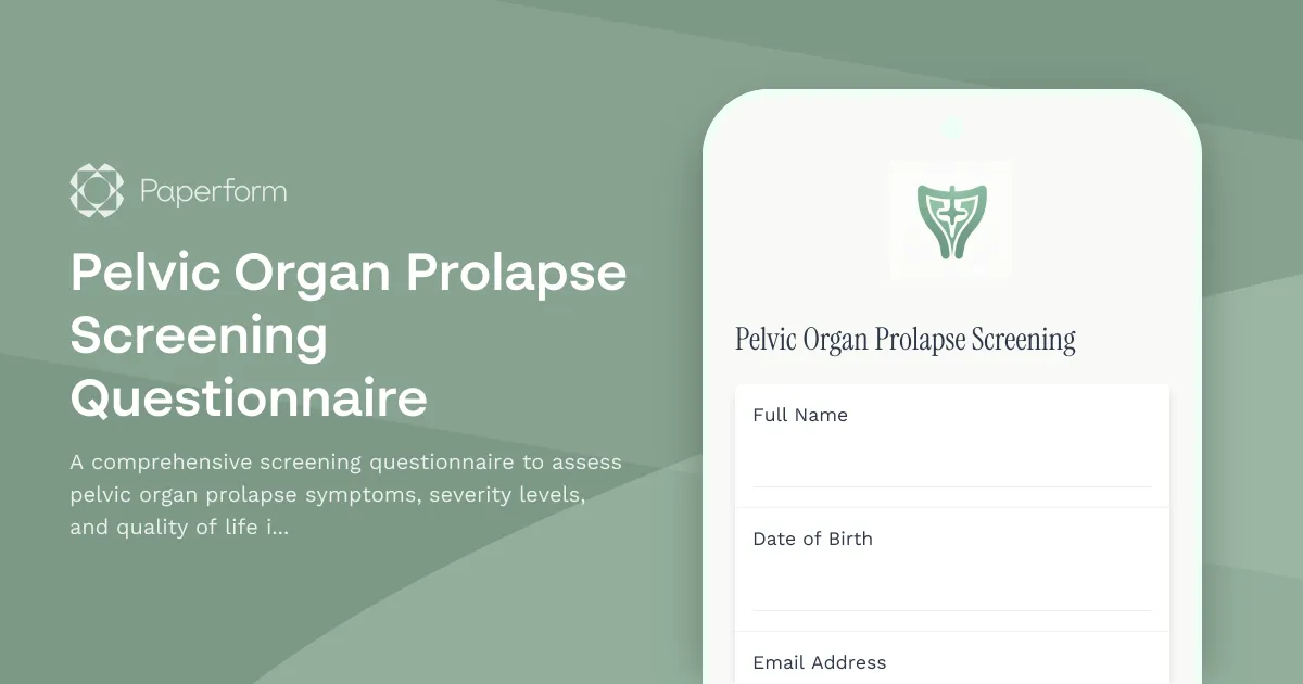 Pelvic Organ Prolapse Screening Questionnaire