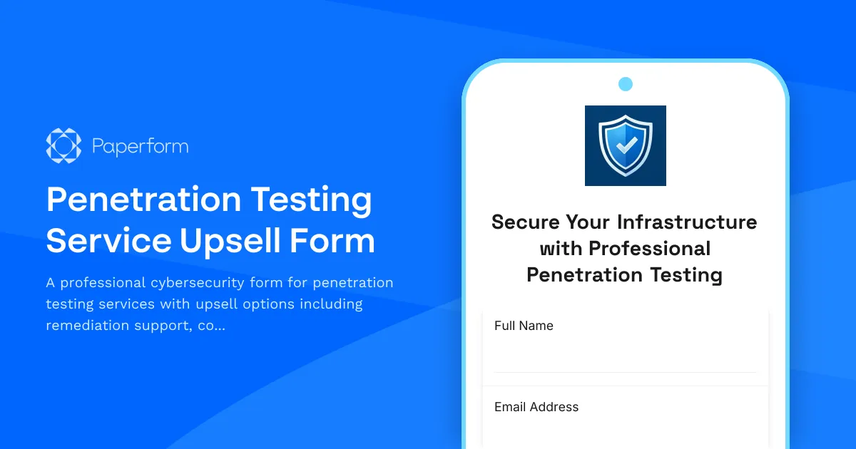 Penetration Testing Service Upsell Form