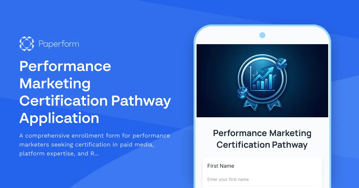 Performance Marketing Certification Pathway Application