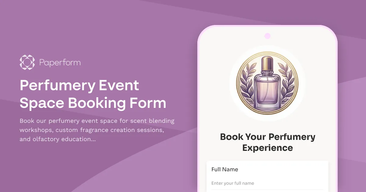 Perfumery Event Space Booking Form
