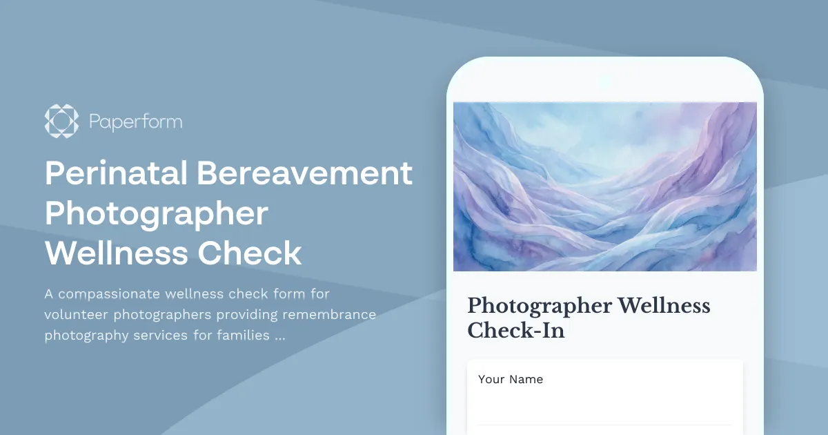 Perinatal Bereavement Photographer Wellness Check
