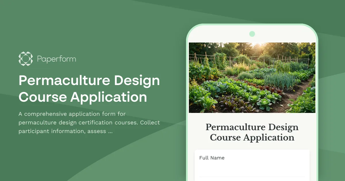 Permaculture Design Course Application