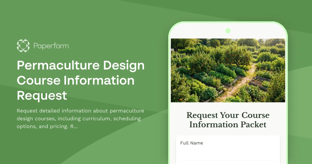 Permaculture Design Course Information Request